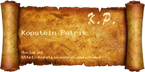 Kopstein Patrik névjegykártya